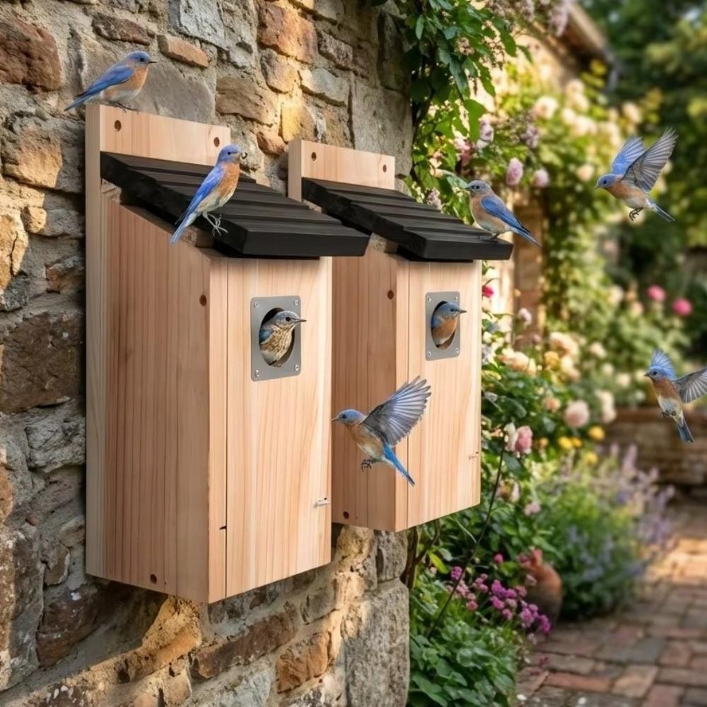 Weatherproof Wooden Bird House Incubation Box Bird Nest House Bird Breeding Box Patio