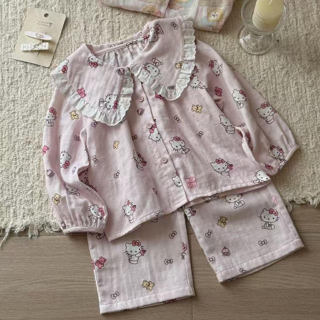 Spring/Autumn Soft Cotton Cartoon Parent-Child Lounge Set - Sizes S, M, L for Boys & Girls
