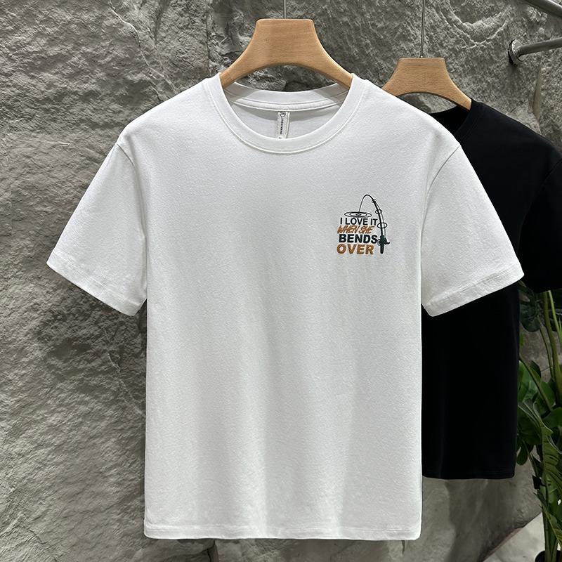 New Summer Men's Short-sleeved T-shirt Men's Cotton Printed Thin Short T-shirt Top