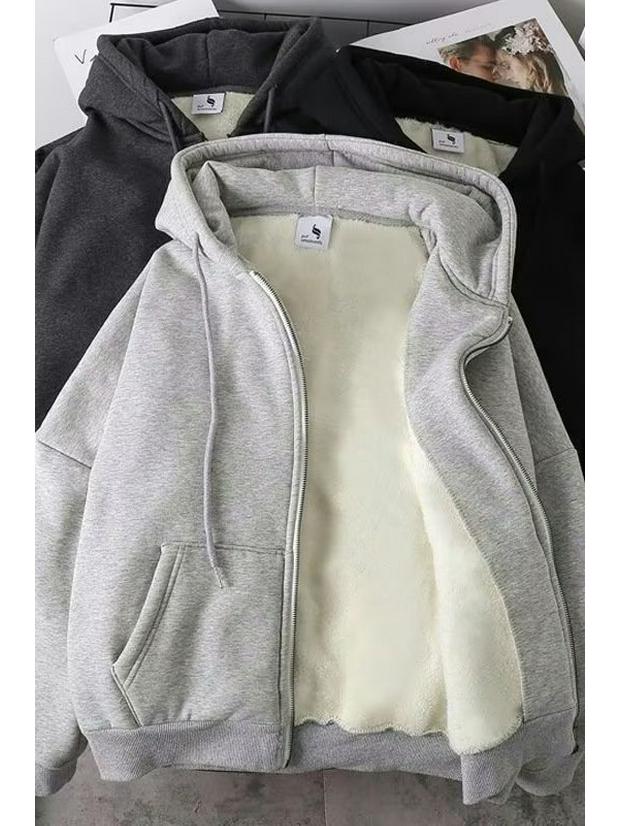 Унисекс плюшевый кардиган на молнии Теплая толстовка с капюшоном в корейском стиле на осеньзиму 2024 XL 55-63 kg 1899₽