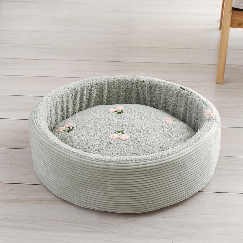 Washable All-Season Round Pet Bed - Sponge Mat for Cats & Small Dogs