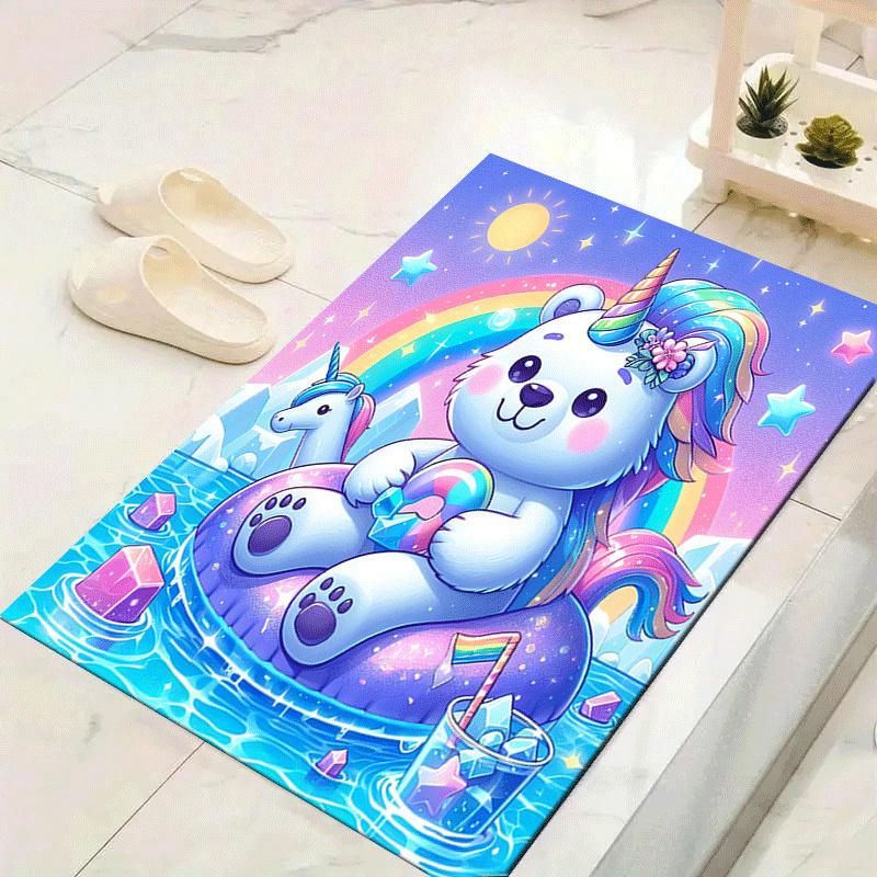 

1pc White bear Print Design Area Rug - Soft, Anti-Slip, and Durable Gaming Room Decor for Bedroom 60cm by 90cm