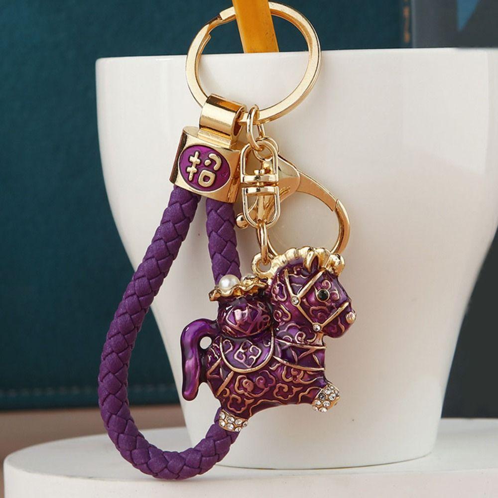 Exquisite Zodiac Horse Pendant Rhinestone New Year Pendant Fashion Horse Year Keychain Ornaments