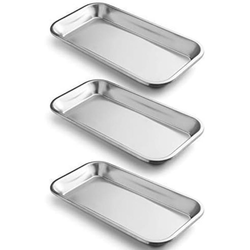 1/3Pcs Surgical Tray, Stainless Steel Tray for Lab Instrument Supplies, Tattoo Tool, Necklaces, Perfume, Hair Brushes, Jewelry
