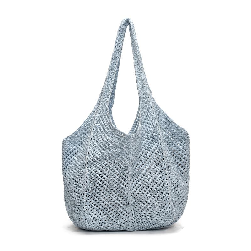 2025 New Niche Design Literary Lazy Wind Hollow Knitted Tote Bag Large Capacity Casual Versatile Shoulder Bag