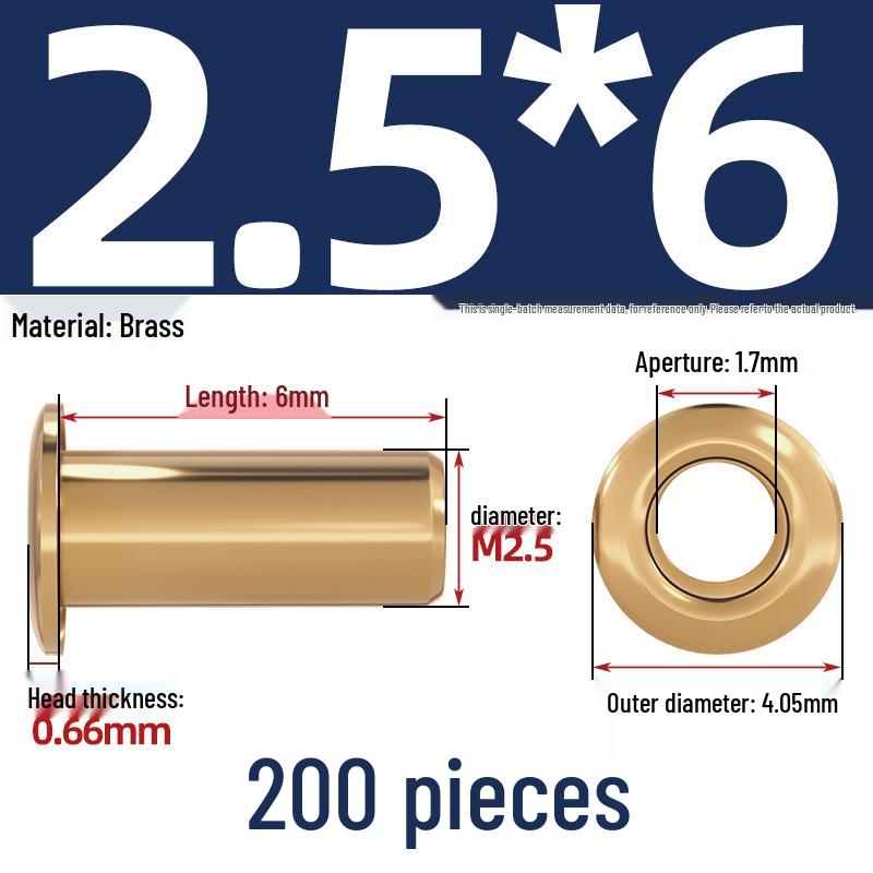 Pure Brass Hollow Rivets & Copper Eyelets Fasteners M1.3–M5
