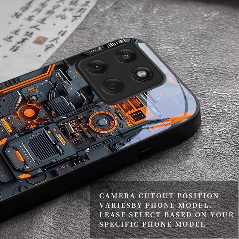 Mech Circuit Core Black Glass Phone Case For Motorola Moto Edge 70 60 Fusion 50 Ultra 40 Neo 30 Pro 20Lite 60s 50Neo Black Cover