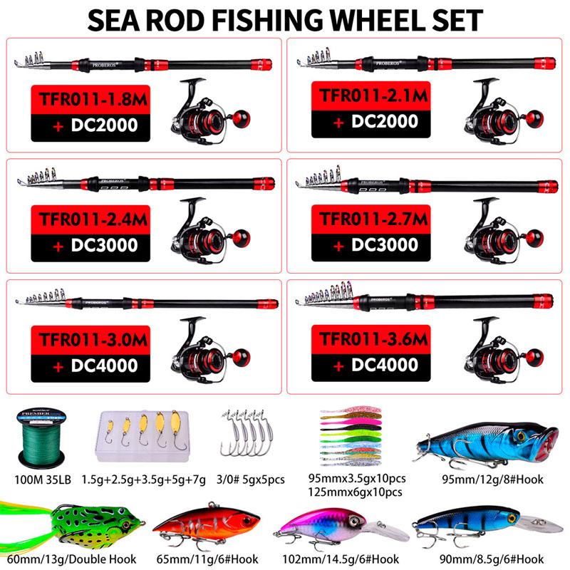 New Fishing Set Telescopic Fishing Rod Combination 1.8-3.6M Carbon Travel Rod with Rotating Reel Line Bait Hook Fishing Bag Suitable for Summer Pesca