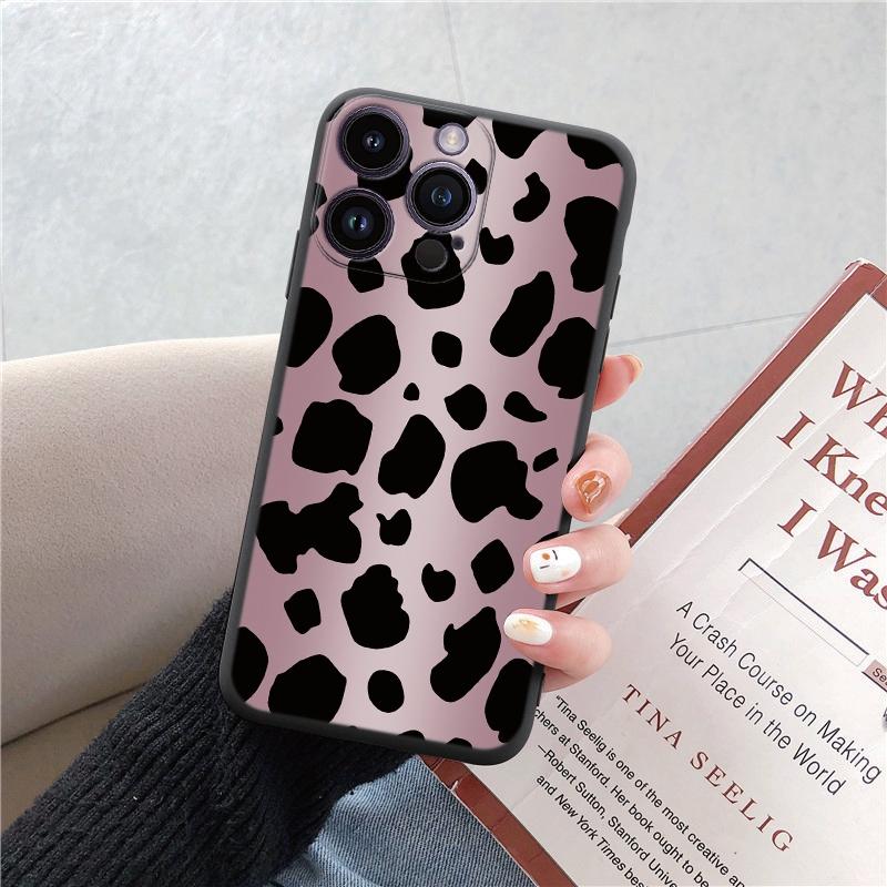 Fashion Leopard Patterned Soft Phone Cases For iPhone 15 Pro 6 14 XS 13 Max XR 12 Mini 7 Plus  X SE 8 11 TPU Shockproof Bumper Shell Black Cover