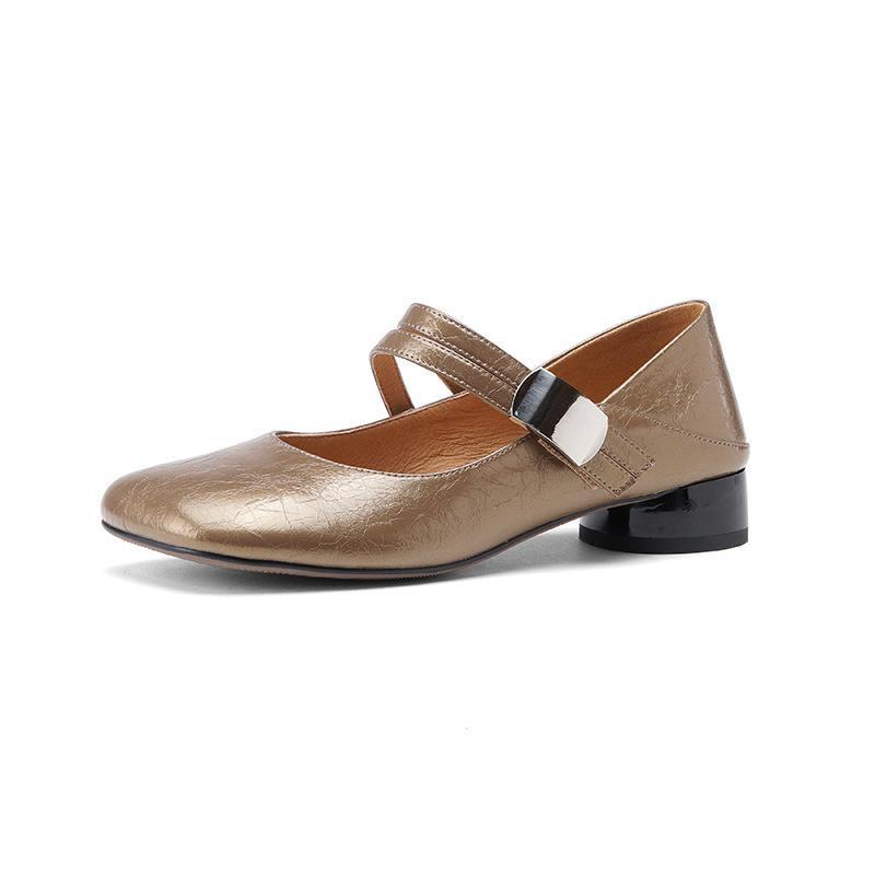 French gentle wind low heel single shoes women's 2025 spring and autumn new light mouth small leather shoes foreign style word with Mary Jane shoes