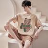 Men's Short-Sleeve Cartoon Pajama Set with Shorts