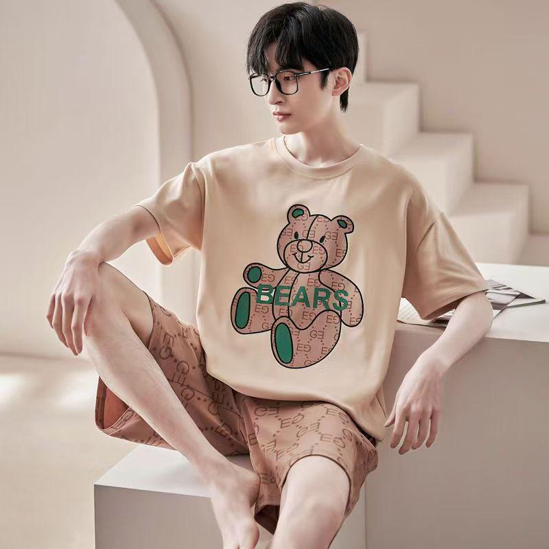 Men's Short-Sleeve Cartoon Pajama Set with Shorts