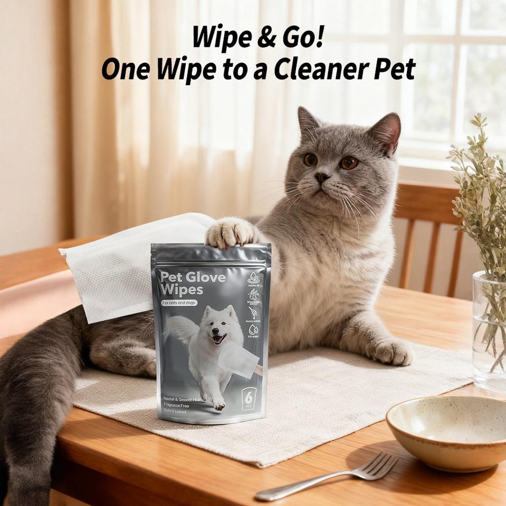 Jestrem Pet Cleaning Glove Wipes for Dogs & Cats, Cleaning and Disposable Bathing Wipes for