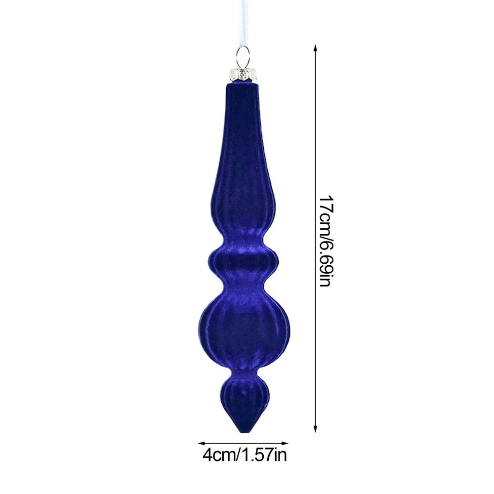 6pcs Flocked Velvet Christmas Gourd Pendant Shatterproof Plastic Christmas Cone Ball Set Reusable Xmas Tree Hanging Ornaments