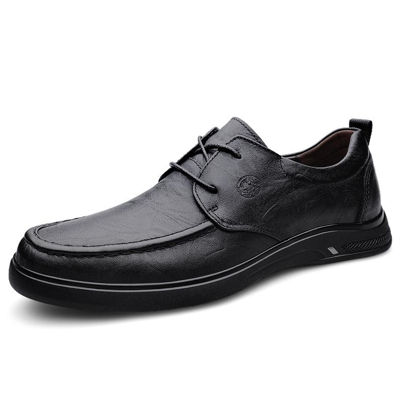 FashionClassic Men's Casual Leather Dress Oxford Shoes Leisure Walk Lace-Up Male Evening Dress Shoes Versatile Comfy Business Footwear