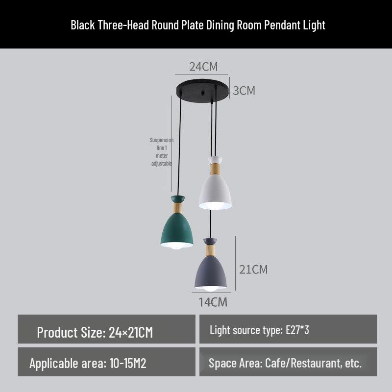 Nordic Three-Head Macaron Pendant Light - Modern Dining Table/Bar Counter Fixture