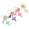 Christian Resins Crosses and Butterfly Keychain with Tassels for Daily Key Organization and Backpack Bag Decoration