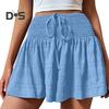 Pantalones cortos holgados de verano para mujer, cintura alta elástica, cordón ajustable, minifalda con volantes, pantalones cortos deportivos plisados y elásticos.