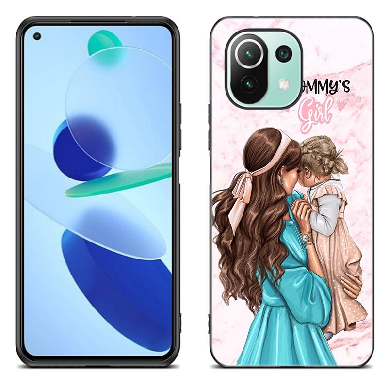 Baby Mom Girl Boy mramorové pouzdro pro Xiaomi Mi 11 Lite NE 11i 10T 11T Pro A2 A3 Lite POCO F3 M3 M4 C31 X3 Pro NFC GT černý kryt
