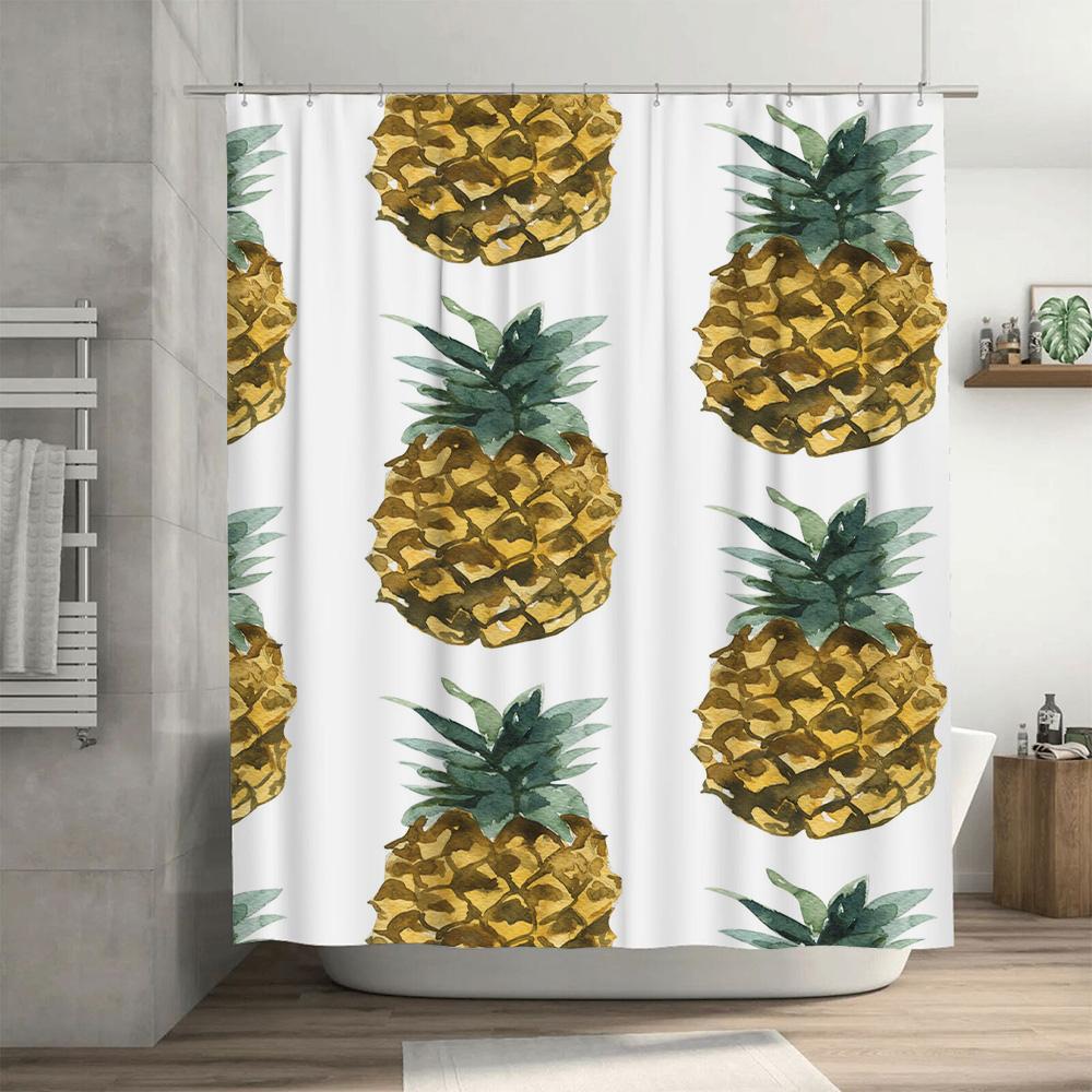 Pineapple Print Shower Curtain Waterproof Bathroom Decor