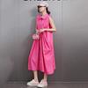 XITAO Fold Zipper Sleeveless Turn-down Collar Dress HQQ2445