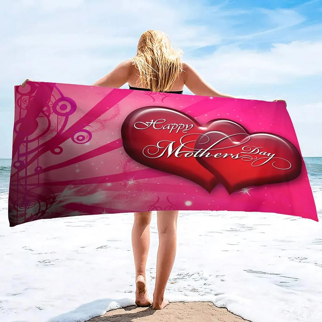 Happy Mother's Day Beach Towel Quick Dry Sand Free Bath Towel For Women Gift Microfiber Swimming Cover Lightweight Face Towels
