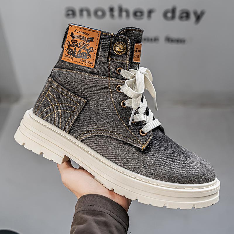 Autumn and winter new denim Martin boots large size outdoor boots high top