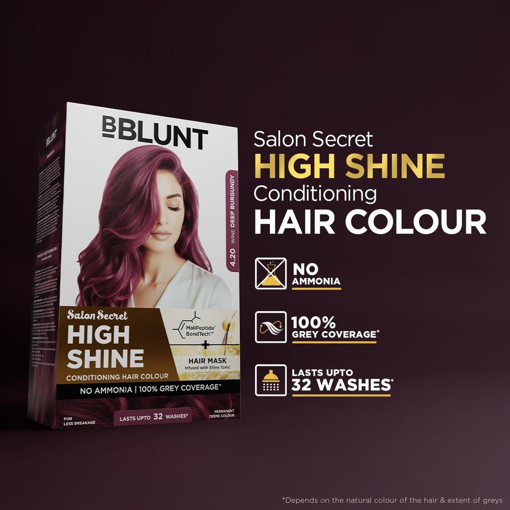 BBLUNT Salon Secret Hochglanz Pflegende Haarfarbe Mit BondTech™ Für Starkes Glänzendes Haar - Weinrot Tiefburgund 4.20