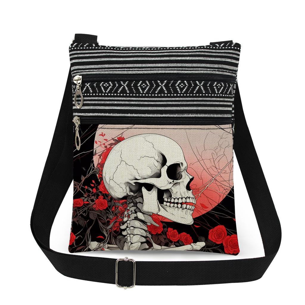 1PC Skeleton Print Tote Bags Women Shoulder Handbags Postman Package 6915