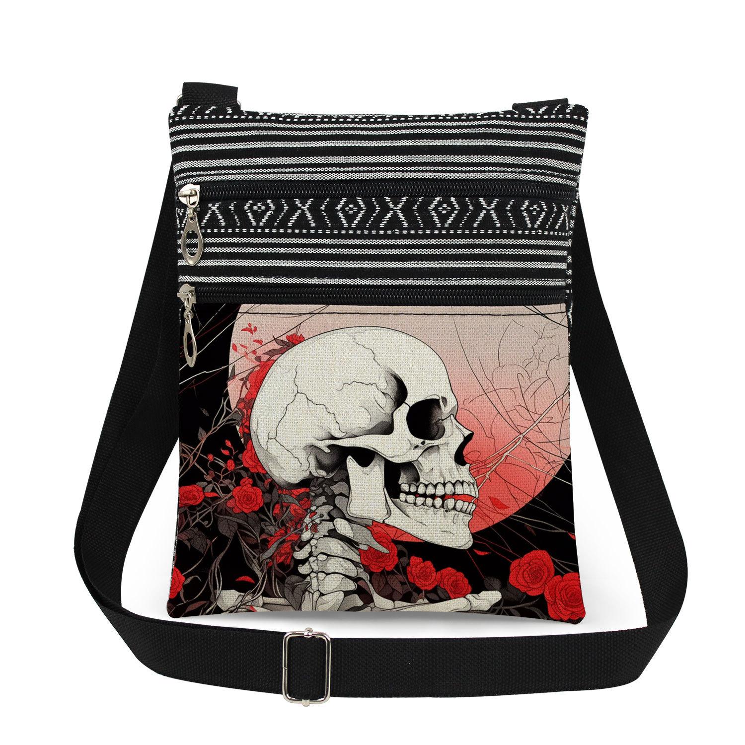 

1PC Skeleton Print Tote Bags Women Shoulder Handbags Postman Package 6915 CLE