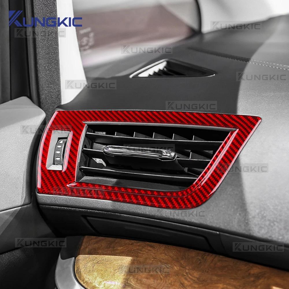 Real Soft Carbon Fiber Sticker RHD Car Center Console Side Air Outlet Trim For Toyota Alphard 2015-2018 2019 2020 2021 2022 2023