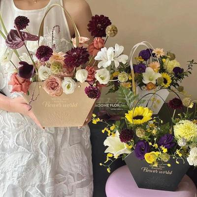1 stk Bærbar Blomsterkurv Rose Indpakningsæske Gavepose Til Bryllup Fødselsdag Julefest Dekorativ Buket Indpakning