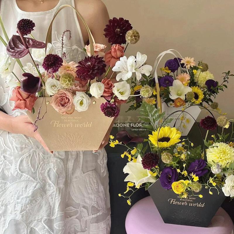 1 Stück Tragbarer Blumenkorb Rose Blumenverpackungsbox Geschenktüte Für Hochzeit Geburtstag Weihnachtsfeier Blumenstrauß Dekor Zubehör