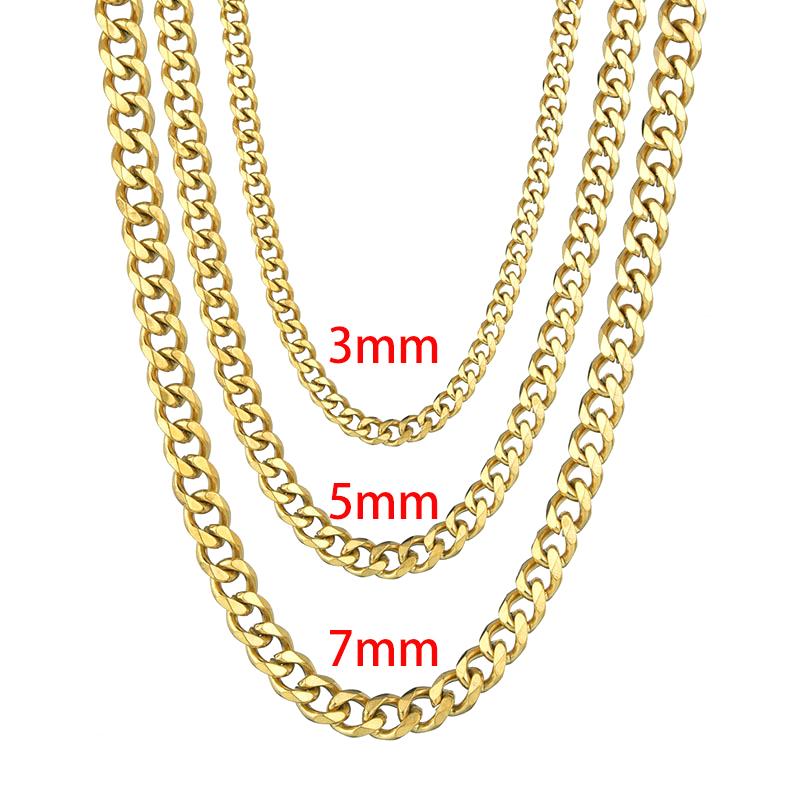 Stainless Steel Cuban Chain Necklace for Men Simple Gold Color Chain On The Neck Choker Jewelry Party Boy Gift HARRY