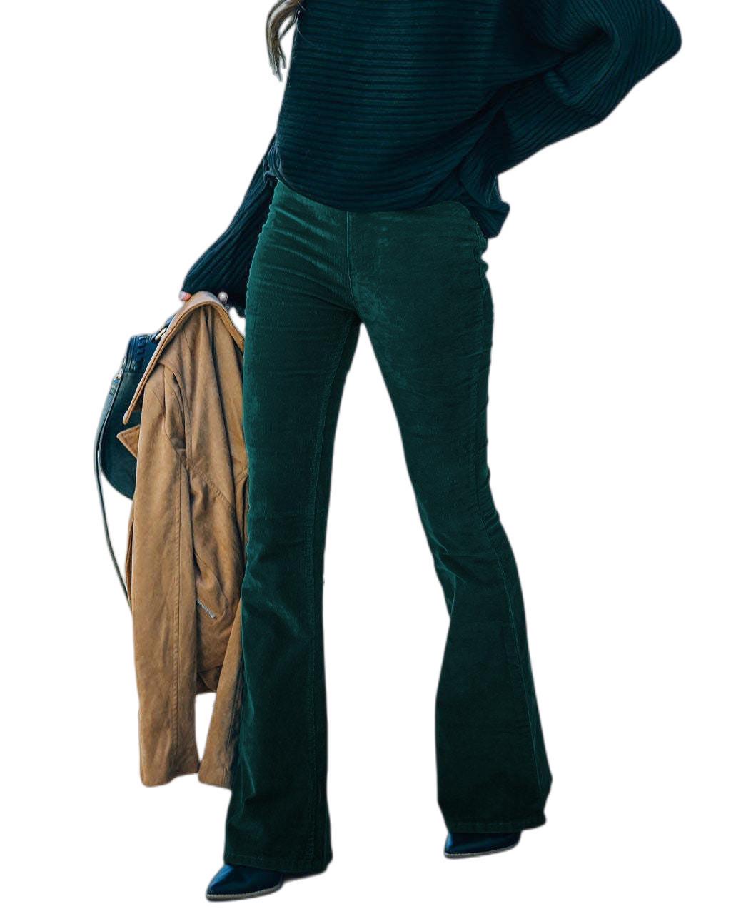 

Женские облегающие вельветовые брюки-клеш с высокой талией 2024 года — весна/лето