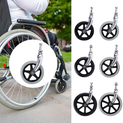 Rubberen Rolstoel Voorwiel Anti-slip 6/7/8 Inch Winkelwagenwielen met Voorvork Vervanging Massieve Band Wiel