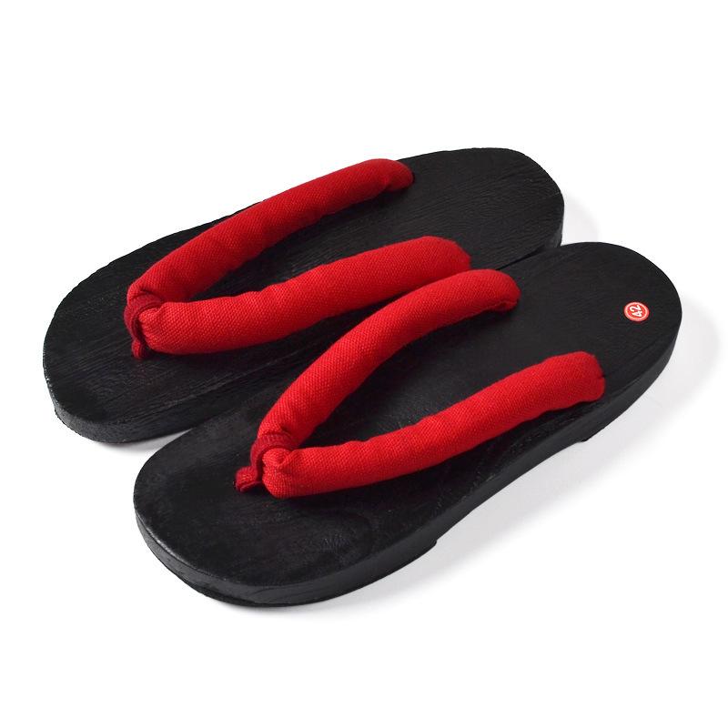 Black Lacquered Japanese Geta Round Toe Sandals