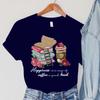 Coffee & Rose T-Shirts Women's Short Sleeve Clothing Cartoon Stairs Tops Books T Shirts Summer Casual Fashion Women T-shirts