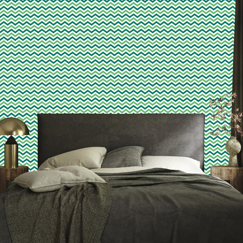 Mint and Sea Zigzag Wallpaper for Living Room and Bedroom 50x1000