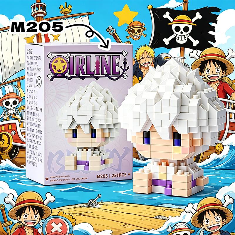 @One Piece Sun God Nika Luffy Building Block Toy Monkey · D · Garp Roger Chopper Buggy Micro Assembly Model Figure Toy