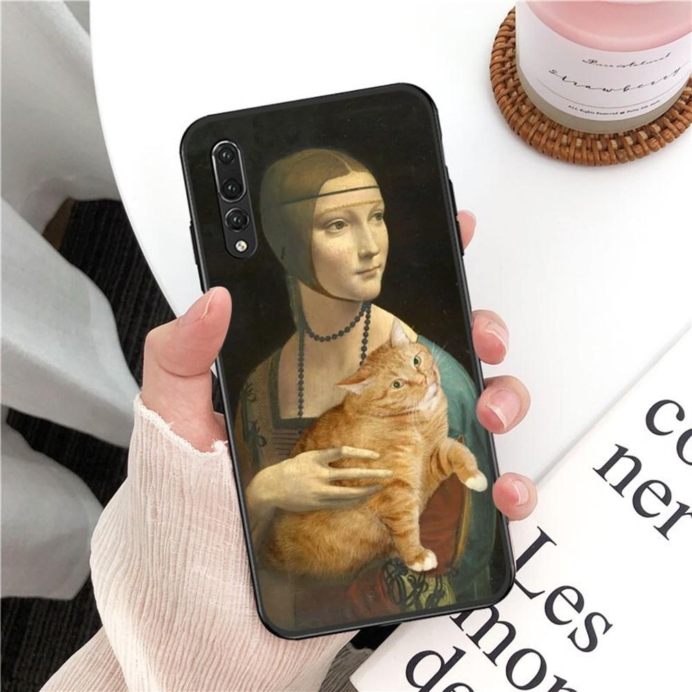 

Van Gogh Mona Lisa Fun Cat Art Phone Case For Huawei P 8 9 10 20 30 40 50 Pro Lite Psmart Honor 10 Lite 70 Mate 20lite Huawei P9