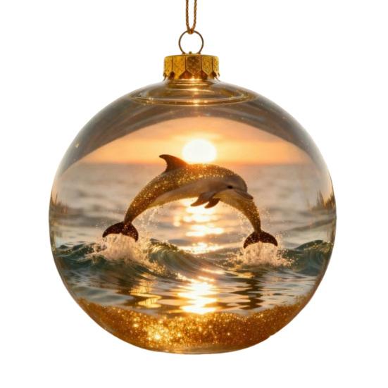 Clear Ball Ornament 3D Butterfly/Turtle/Dolphin Animal Christmas Ball Decoration Memorial Gifts for Animal Lovers