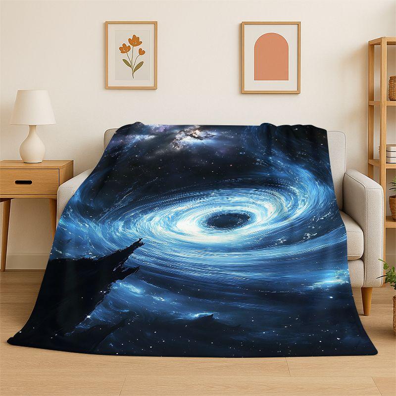 Dream Universe Galaxy Space Stars Black Hole Milky Way Flannel Blanket Soft Throw Blanket for Bedroom Living Room Bed Picnic Nap
