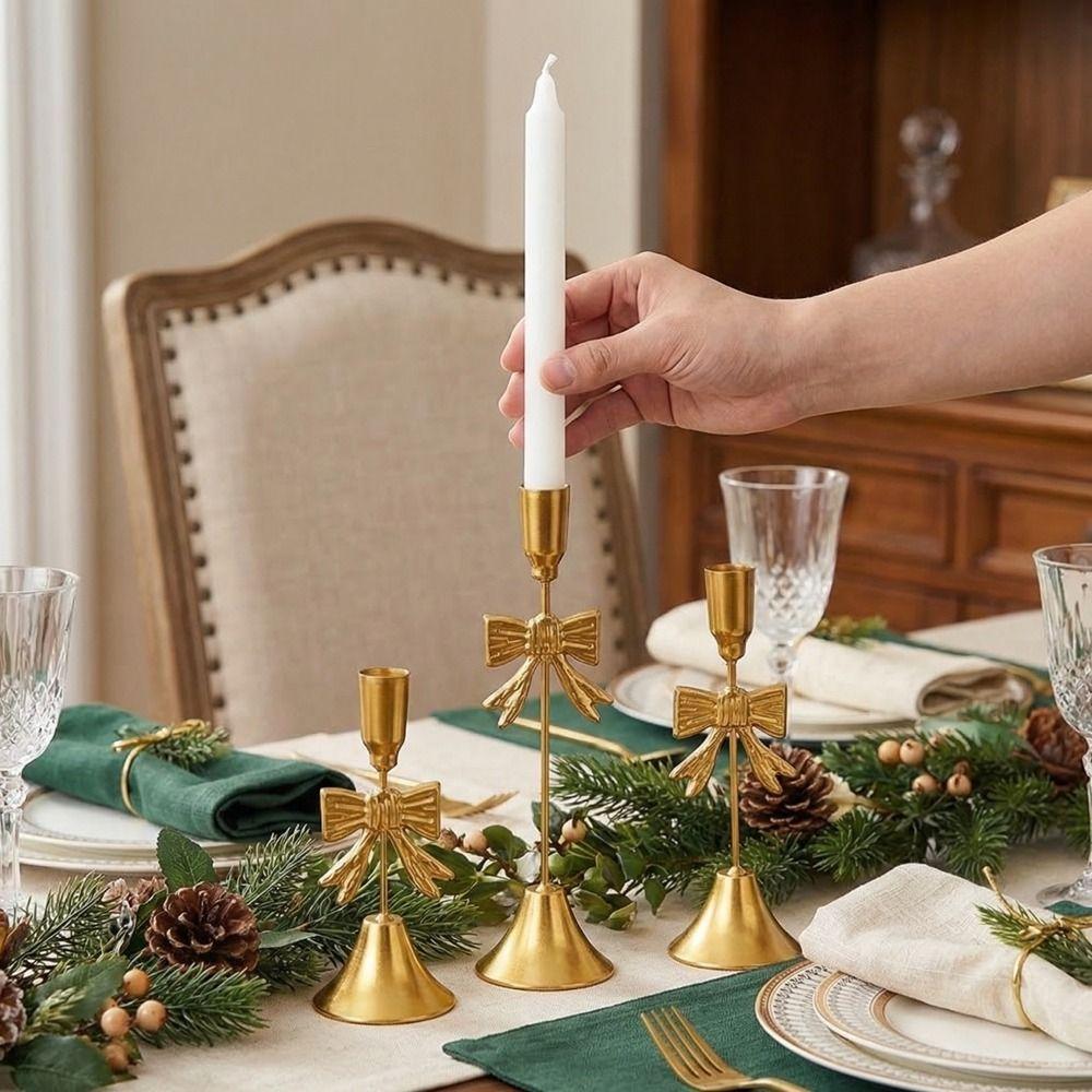 Vintage Bowknot Candle Holders Electroplated Candlestick Holder Candle Stands  Wedding Decor