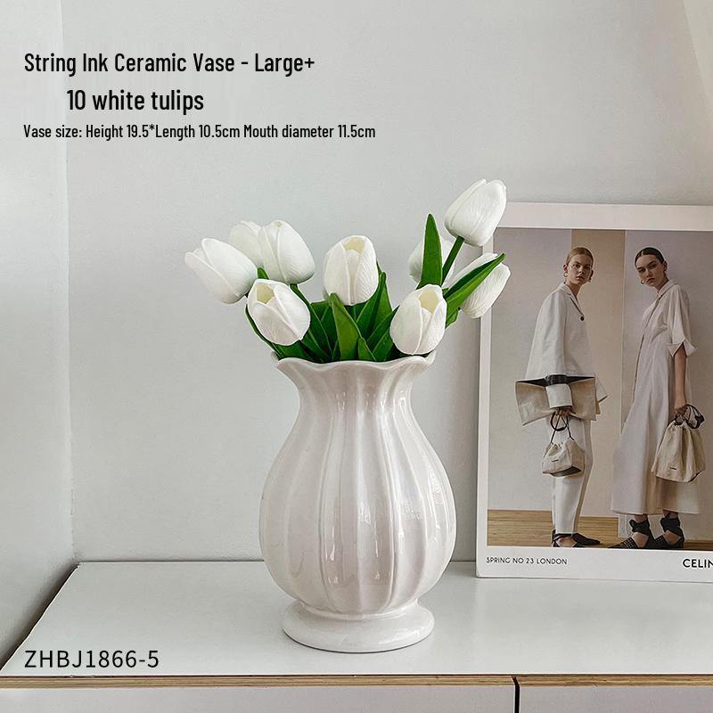 Keramisk vas i Wabi-Sabi-stil för blommor: Prydnad för vardagsrum för hydroponiska arrangemang och vattenutställningar med färska blommor