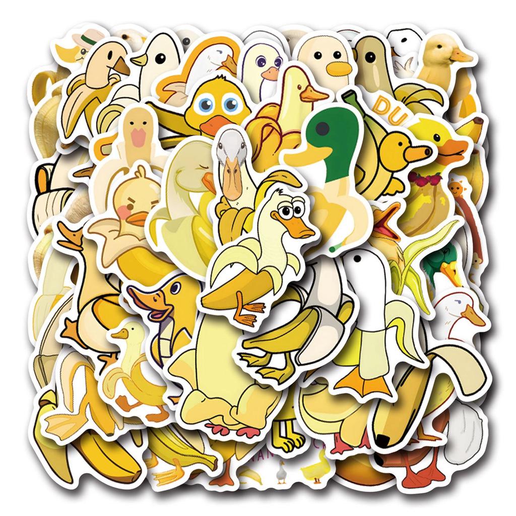 55 Waterproof Cartoon Banana Duck Stickers for Decorating Stationery, Cups, and Computers