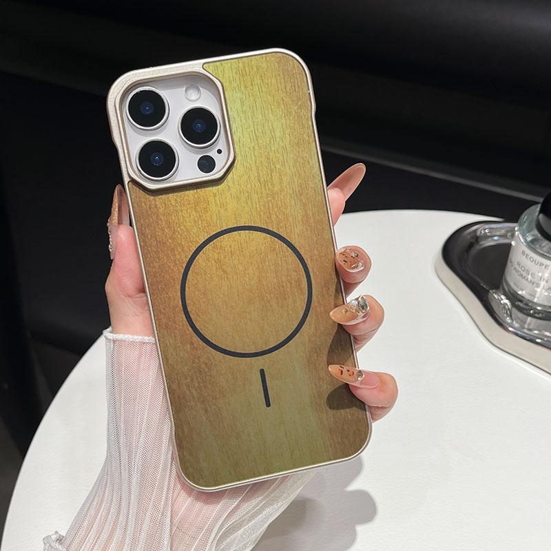 Magsafe Magnetic Luxury Wood Grain Not Border Shockproof Phone Case For iPhone 16 Pro Max 14 12 13 15 Pro Max Bumper Back Cover