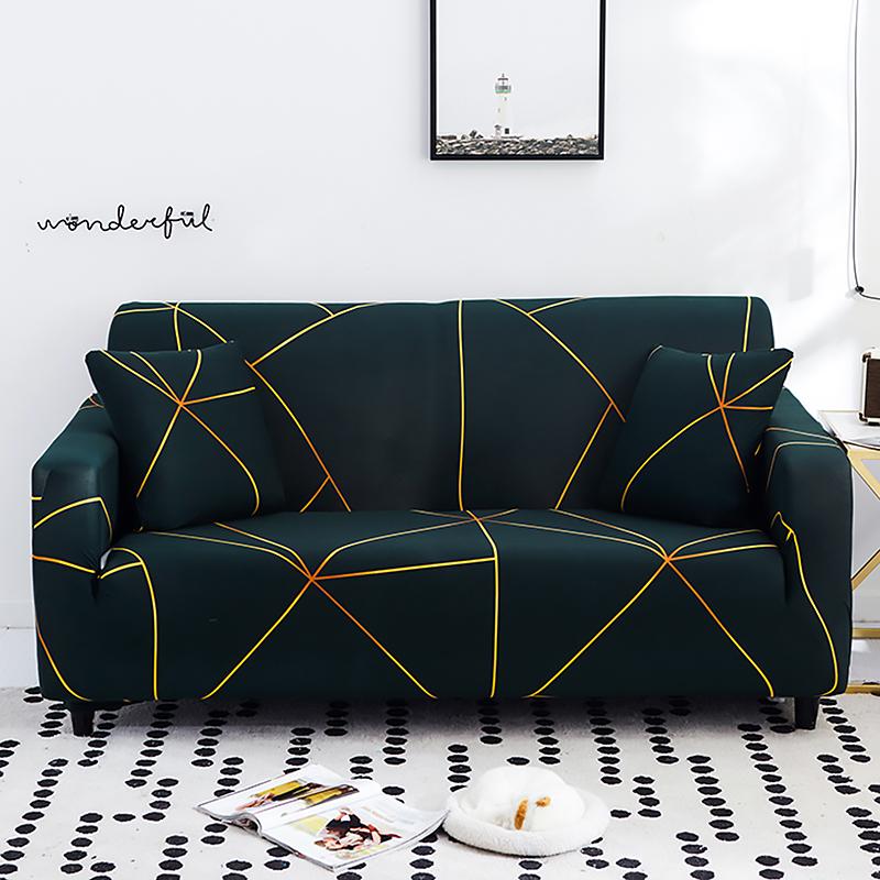 Stretch Sofa Cover Geometry  For Living Room Furniture Protector Couch Cover With Elastic Bottom Sofa Slipcovers For Pets, Kids