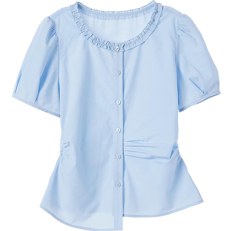 Betu Women s Retro Puff Sleeve Pleated Shirt M