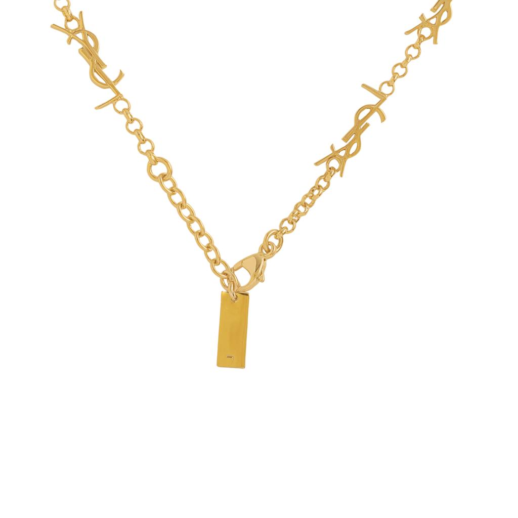 Saint Laurent Metal Nameplate Engraved Logo Bracelet Women Bracelet Brass Gold 757664Y15008030